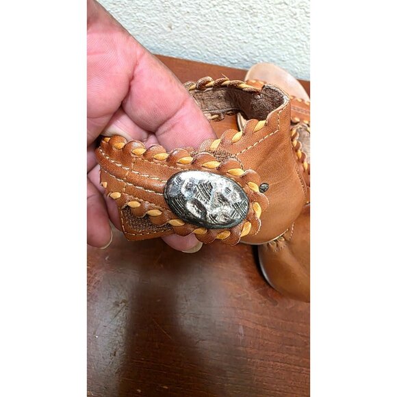 Pikolinos Women's Brown Leather Ankle Strap Open-Toe Sandals Embellished Buckle - Picture 4 of 8